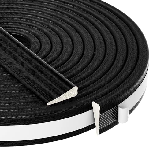 QDiShi 196" Wedge-Shape Weather Stripping Door Seal Weatherproof Foam Seals Self Adhesive Insulation Anti-Collision Strip Soundproofing Frame Insulation Tape Fits 0.13-0.31" Gaps(Black) - color: Black