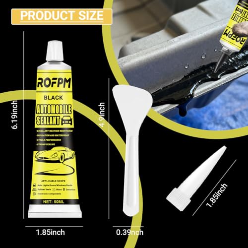 Automotive Adhesive Sealant Black, 100ml Auto Body Glue Heat Resistant, Silicone Adhesive Sealant for Repair Car Body, Windows, Trunk, Interior, Metal (1.69 floz*2)