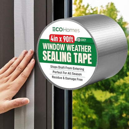 ECOHomes Window Weather Sealing Tape | Winter Weather Stripping Tape to Block Cold Drafts Through Window Gaps and AC Units, Insulation Seal and Draft Blocker for Home (4 Inch by 90 FT, Grey) - color: Gray, size: 4 Inch By 90 FT