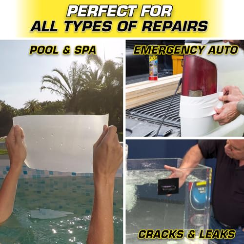 Flex Tape, MAX, Original Thick Flexible Rubberized Waterproof Tape - Seal and Patch Leaks, Works Underwater, Indoor Outdoor - Home RV Roof and Pool Repairs, White, 4 in x 25 ft, Pack of 1