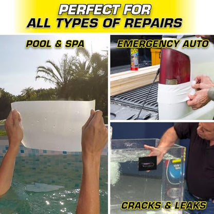 Flex Tape, MAX, Original Thick Flexible Rubberized Waterproof Tape - Seal and Patch Leaks, Works Underwater, Indoor Outdoor - Home RV Roof and Pool Repairs, White, 4 in x 25 ft, Pack of 1