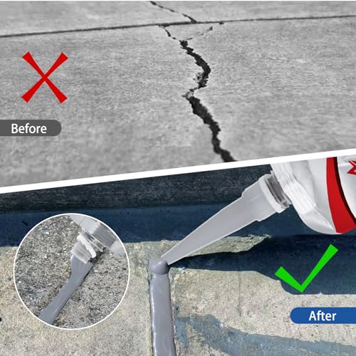 Concrete Crack Sealant, Premium Concrete Crack Filler, Weather-Resistant Caulking Glue,Quick-Drying & Waterproof Repair Adhesive for Slabs, Driveways, Sidewalks (2-Pack) - style: 2 Pcs,2.2LB