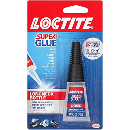 Loctite Super Glue Liquid Longneck Bottle, Clear, 0.35 fl oz Bottle, 1 Pack - Superglue for Plastic, Wood, Metal, Crafts & Repair, Cyanoacrylate Adhesive Instant Glue, Quick Dry - size: 0.35 fl oz (Pack of 1)