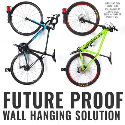 PRO BIKE TOOL Swivel Bike Rack - 2 Pack Indoor Wall Mount for Bicycles in Home and Garage - Vertical Hanging Rack for Space-Saving Storage - Secure Hook for MTB, Road, Hybrid and Kids Bikes - size: pack of 2