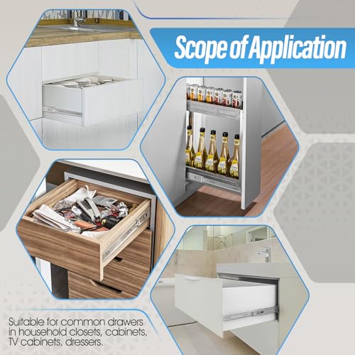 1 Pair Stainless Steel Full Extension Ball Bearing Drawer Slides 8 10 12 14 16 18 20 22 24 Inch 100 LB Load Capacity Side Mount Cabinet Rails Dresser Metal Runners Kitchen (10 inch,Stainless) - color: Silver-Stainless Steel, size: 10 Inch