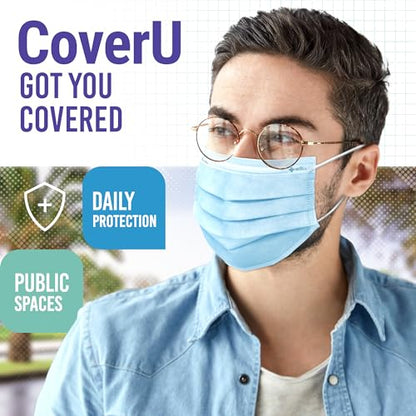 Medtecs Face Mask Disposable – Available in 50 & 2,000 pcs – ASTM Level 1, 3-Ply Breathable, Soft Fit – Adult Size – Ideal for Commuting & Daily Wear - color: 03. Blue, size: Adult - 50PC