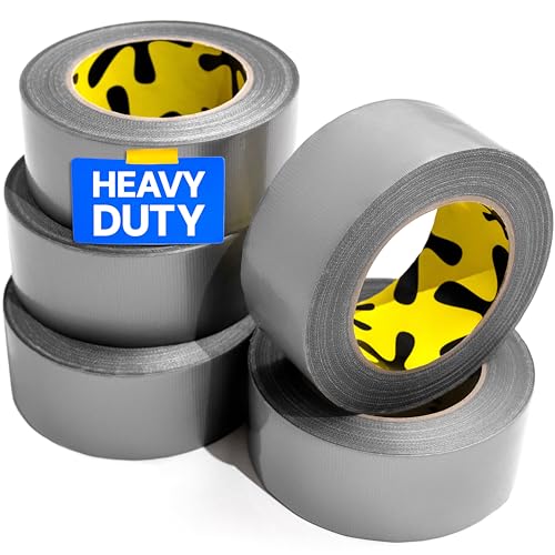 5 Pack Duct Tape Heavy Duty Waterproof - 2 In x 90 Ft - All-Weather, Silver, Easy to Tear, Strong Hold, No Residue, Gray Bulk Waterproof Tape for Repairs, DIY, Sealing, B2B, Home, Office, Outdoor Use - style: 5-Pack (Most Popular)