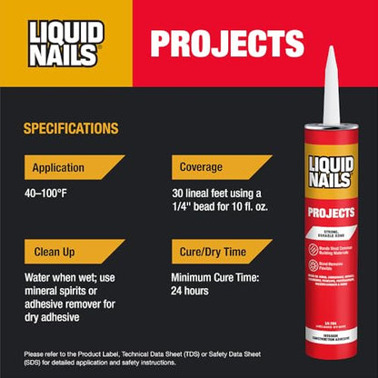 Liquid Nails 10 oz Interior Projects Latex Construction Adhesive Tan (Pack of 6) - size: 10 Ounce (Pack of 6)