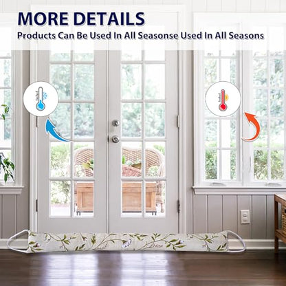 2 Pack 60 Inch 4 Inch Wide Under Door Blocker Door Draft Stopper - size: 60in