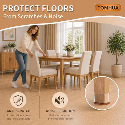 28Pcs Chair Leg Floor Protectors Rectangle for Hardwood Floors Silicone Caps Covers Felt Furniture Pads Clear Chair Sliders, Protect The Floor from Scratches(Fit:L 1.5"-2",W 0.75"-1") - size: Large
