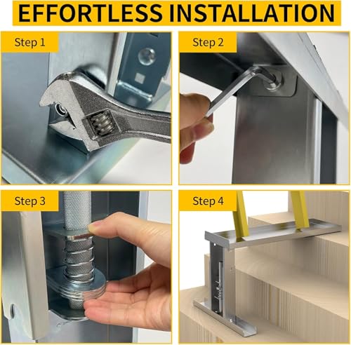 Ladder Extender, Stabilizer & Leveler Pro - Adjustable 9.7-17.6 Inch for Stairs, 500 lbs Capacity, Anti-Slip Design (Silver)