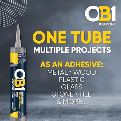 OB1 Universal Caulk Sealant & Adhesive Gray 10.1oz | Professional Grade Premium All-in-One Advanced Hybrid 3-in1 | Water Resistant Internal & External | Shrink Crack UV & Fade Resistant | 1 Cartridge - color: Gray, size: 10.1oz