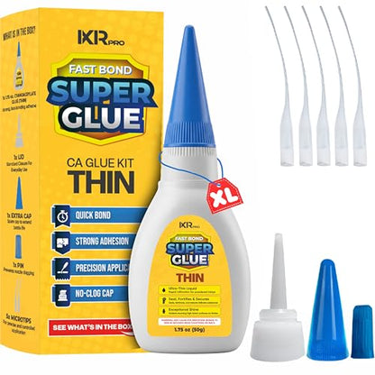 CA Glue Thin Viscosity Kit, 1.75 oz. Cyanoacrylate Glue, Super Glue for Precision Repairs, Wood, Plastic, Model Building, Crafts, and 3D Printing, Fast-Drying Adhesive for Tight Spaces and Cracks - size: 1 Pack, style: Thin CA Glue