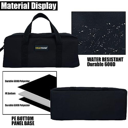 MELOTOUGH Canvas Utility Tool Tote bag Combo Kit-Includes 2 Medium Tool Organizer Bags for Electrician, Plumbing, Gardening, HVAC & More (14 inch,Black) - color: Black