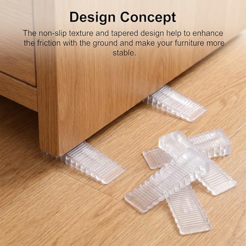 4 Pack Clear Rubber Door Stop, Wedge Thin Door Stoppers for Bottom of Doors Clear Non-Scratching DoorStops Sturdy Stackable Doors Stops for Home Office School (15mm/0.59in)