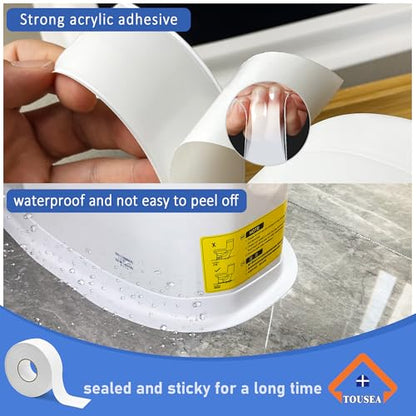 Caulk Tape Self Adhesive,Easy to Install Caulking Tape for Bathroom Peel & Stick Caulking Strip Floor Tile Wallpaper Toilet Tub Shower Wall Trim,Waterproof Caulking Sealing Tape for Bathroom,Toilet