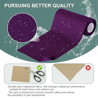 Linen Canvas Repair Tape, 4×63 Inches Purple Waterproof Self-Adhesive Patch for Outdoor Gear, Durable Fabric Tape for Boat Covers,Couch,Tents, Sofas, Sun Shades, Awnings, and Lounge Chairs - color: Purple