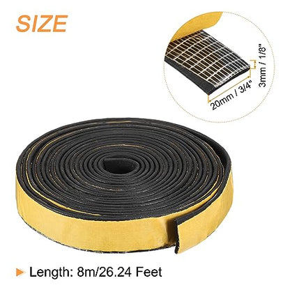uxcell Weather Stripping 3/4" W x 1/8" T x 26ft L Adhesive Door Window Seal Strip Foam Seal Tape for Doors Window Insulation - size: 3/4"W x 1/8"T x 26ft L