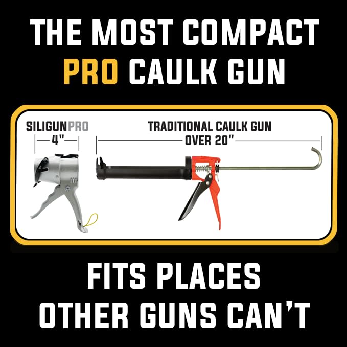 SILIGUN™ PRO Compact 24:1 Caulking Gun - No Drip Caulk Gun - Patent Design - Lightweight Aluminum Frame - Works with all 10 oz Tubes (SILIGUN PRO) - color: Siligun Pro