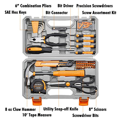 CARTMAN Home Tool Set Kit, Basic Household Hand Tools with Storage Case Light Orange - color: Light Orange