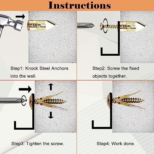 480 PCS Self Drilling Drywall Anchors Kit with Screws - 4 Sheetrock Anchors & 5 Screw Sizes (2025 Upgraded), No Drill Needed, Zinc Plated Steel and Plastic, Heavy Duty Wall Anchors - size: KIT-480PCS