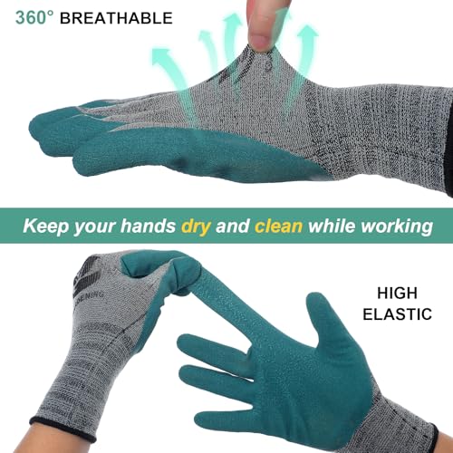Trifabricy Garden Gloves for Women/Men - 6 Pairs Latex Gardening Gloves with Grip, Protective Work Gloves for Lawn Yard - color: Green & Black & Grey