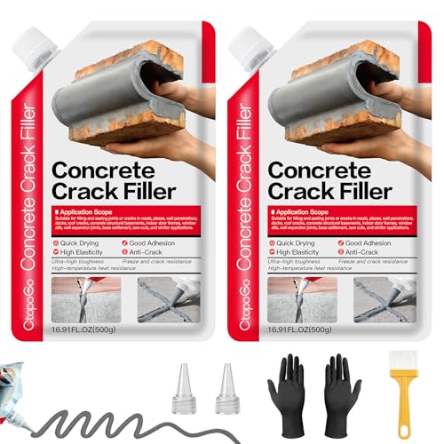 Concrete Crack Filler 2-Pack 2.2LB Grey, Self-Leveling High Elasticity Cement Sealant, Waterproof Repair Caulk for Driveway, Patio, Sidewalk, Garage, Basement– Professional-Grade Durability - style: 2 Pack/ 2.2LB