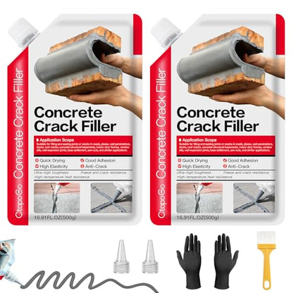 Concrete Crack Filler 2-Pack 2.2LB Grey, Self-Leveling High Elasticity Cement Sealant, Waterproof Repair Caulk for Driveway, Patio, Sidewalk, Garage, Basement– Professional-Grade Durability - style: 2 Pack/ 2.2LB