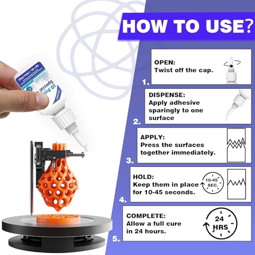 3D Printing Super Glue, Ultra-Thin Capillary Adhesive for PLA ABS PETG TPU, Professional Instant Bond for Micro Gaps & Seamless Post-Processing, Heat Resistant & Clear Finish, 30g - size: 30g*1, style: 3D Printing Glue