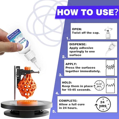3D Printing Super Glue, Ultra-Thin Capillary Adhesive for PLA ABS PETG TPU, Professional Instant Bond for Micro Gaps & Seamless Post-Processing, Heat Resistant & Clear Finish, 30g - size: 30g*1, style: 3D Printing Glue