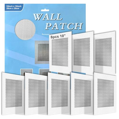 8Pcs 10 Inch Large Drywall Patch, Wall Repair Patches, Self-Adhesive Fiberglass Repair Kit Dry Wall Hole Repair Patch for Aluminum Metal Sheetrock Ceiling (10"x 10") - size: 10 Inch_8Pcs