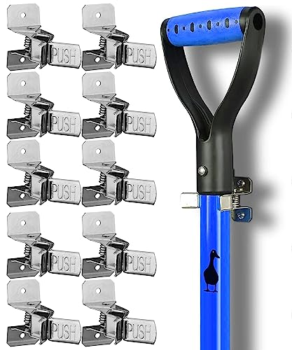 Black Duck Brand 10 Pack Spring Grip Mop and Broom Holder for Shovel, Rake, Broom, Mop Holder, Etc. (10 Pack) - color: 10 Pack