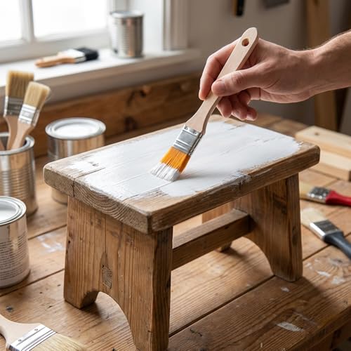 12 Pcs 5 x 0.5 Inch Nylon Flat Wall Paint Brush, Soft Bristle Paint-Brush, Small Paint Brushes for Touch Up, Trim Painting Brush with Wooden Handle, Trim Painting Tool for Walls, Cabinets, Fences