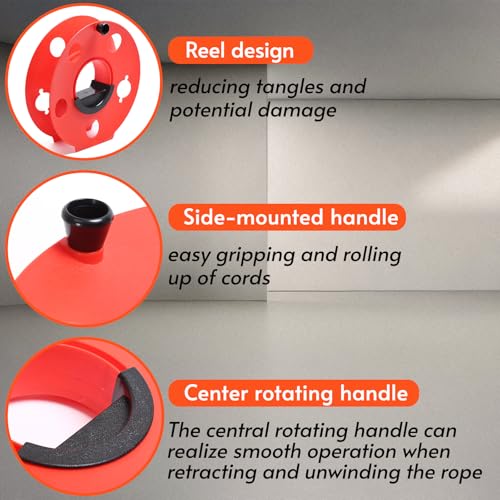 Homeon Wheels Heavy Duty Impact Resistant Plastic Extension Cord Storage Reel Durable & Safe, Lightweight & Portable, Ideal for Outdoor Projects & DIY Maintenance 100 Feet RED - style: Cord reel