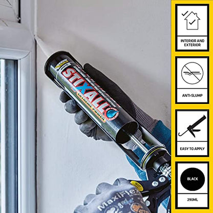 Everbuild STIXBK Stixall Ultimate Power Cartridge 290 ml - Black by Everbuild