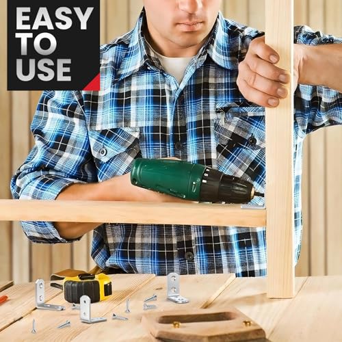 FANDAMEI 8 PCS Heavy Duty Corner Brace, 40x40mm Stainless Steel Joint Right Angle Brackets with Screws, 90 Degree Wall Brackets Hanger for Shelves, Tables, Dressers, Chairs, Silver