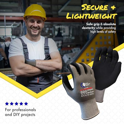 Garden & Work Gloves for Men and Women – Cut Resistant Gardening Gloves with Grip, Lightweight Breathable Safety Gloves for DIY, Construction, Warehouse & General Handling – Large, Pack of 12 - color: Grey/Black - Pack of 12