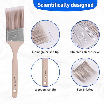 Paint Brush, 2IN Stain Brushes for Painting Walls House Touch-Ups,Furnitures and Fence Staining, Wooden Handle Masonry Paintbrush(3 Packs) - size: 2 inch