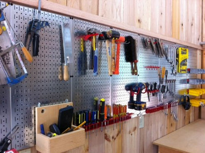 Wall Control 30WRK400GVR 4-Feet Metal Pegboard Standard Tool Storage Kit with Galvanized Toolboard and Red Accessories - color: Galv/Red