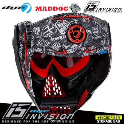 Maddog Dye i5 Thermal Anti-Fog Paintball Airsoft Mask Goggle System Combo with Microfiber Bag | Safety Certified Protection - color: Im Shields
