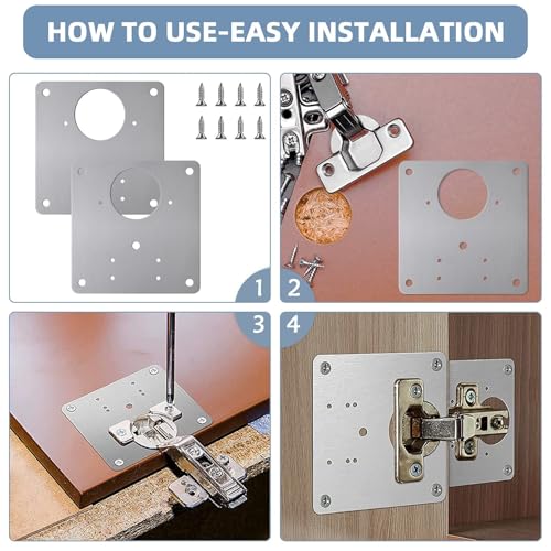 16 PCS Hinge Repair Kit - Cabinet Hinge Repair Plate Stainless Steel Door Hinge Repair Kit for Kitchen Cabinet Hinge Repair Brackets with Mounting Screws and Screwdrivers (16, 3.5"x3.5") - size: 3.5"x3.5"