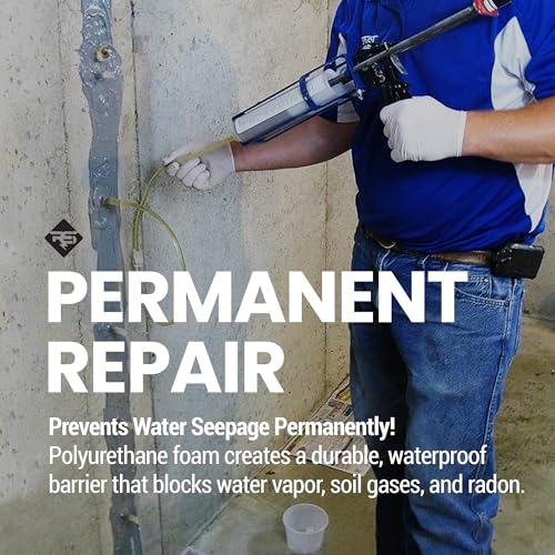 RadonSeal PRO Foundation Crack Repair Kit (30 ft) – Polyurethane Injection Foam for Basement & Concrete Wall Leaks