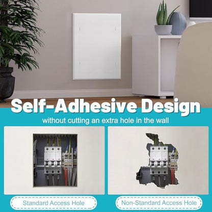 Self-Adhesive Access Panel, 6" x 8" Access Door, Plastic Wall Access Panel for Ceiling, Attic, Cabinet, Wall Hole Cover for Plumbing, Electrical Cables, Wiring, Easy to Install, White