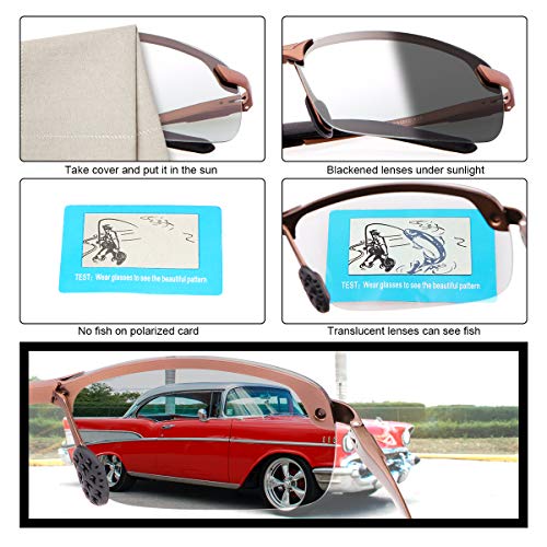YIMI Men Photochromic Polarized Sports Sunglasses Cycling Fishing Driving Glasses UV Protection Eyeglasses Anti Glare Eyewear - color: 3043 Brown