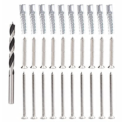 Screw Door Security Hardware Repair Kit - Jamb Reinforcement & Stripped Hinge Repair (Silver) - color: Silver