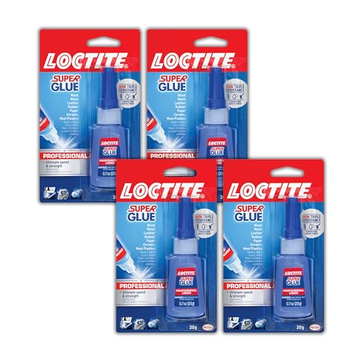 Loctite Super Glue Liquid Professional, Clear, 0.7 fl oz Bottle, 4 Pack - Superglue for Plastic, Wood, Metal, Crafts & Repair, Cyanoacrylate Adhesive Instant Glue, Quick Dry - size: 4 Pack