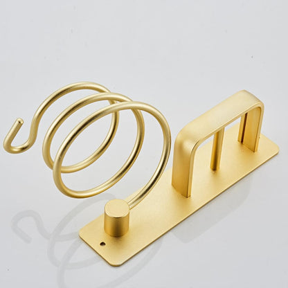 YUET Hair Dryer Holder Hairdryer Station Wall Mounted Shelf Bracket Straightener Stand Hanger Organizer Blow Storage w/Cable Tidy Rack for Dressing Table Bathroom Aluminum Professional, Gold Brass - color: Gold