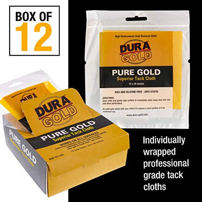 Dura-Gold - Pure Gold Superior Tack Cloth (Pack of 12), Woodworking, Automotive Paint, Tack Cloth Autobody Painting, Painters Cloths, Dust Rags, Stain Rags, Wood Staining Pads, Tac Cloths, Tacky Towel - size: 12 Count (Pack of 1)