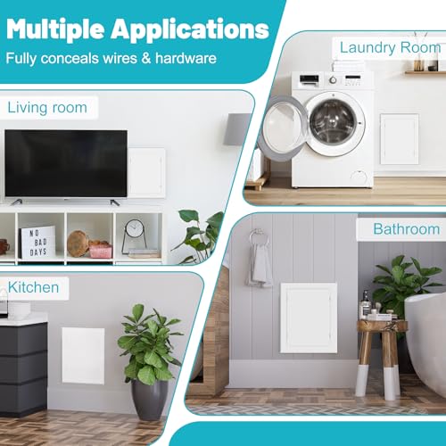 Self-Adhesive Access Panel, 6" x 8" Access Door, Plastic Wall Access Panel for Ceiling, Attic, Cabinet, Wall Hole Cover for Plumbing, Electrical Cables, Wiring, Easy to Install, White