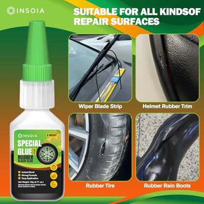 Black Rubber Glue, 20g Heavy Duty Rubber Adhesive for Tire, Tube, Shoes, Plastic, Metal & DIY Projects – Quick-Dry, Waterproof, Heat-Resistant Rubber Cement for Sidewalls, RC Tires & Auto Repair - size: 20 Grams * 1 Pack, style: Black Rubber Glue